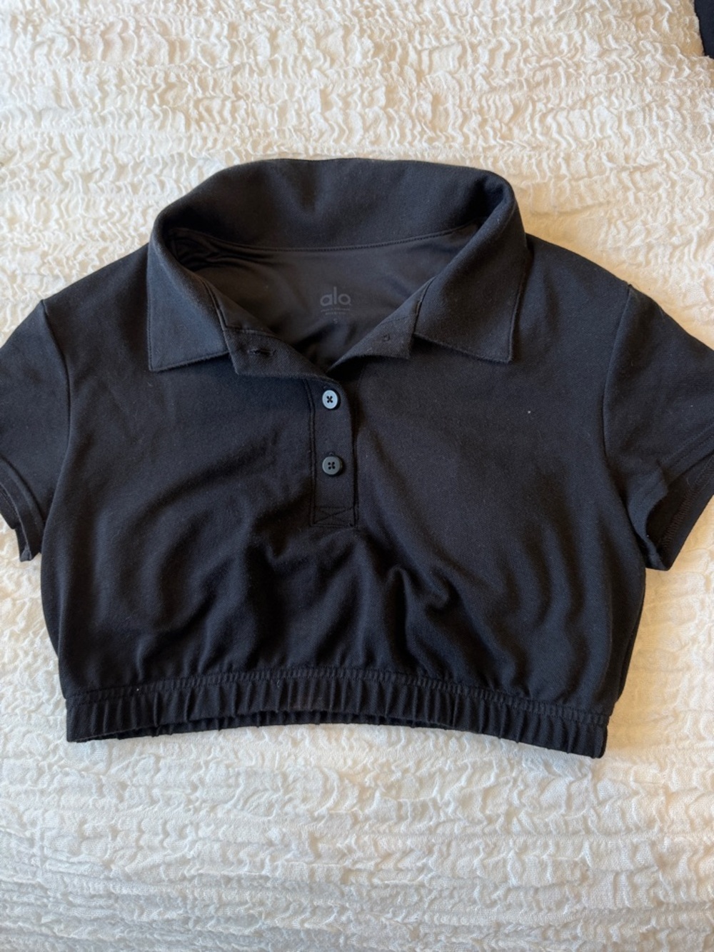 ALO Yoga Black Cropped Polo